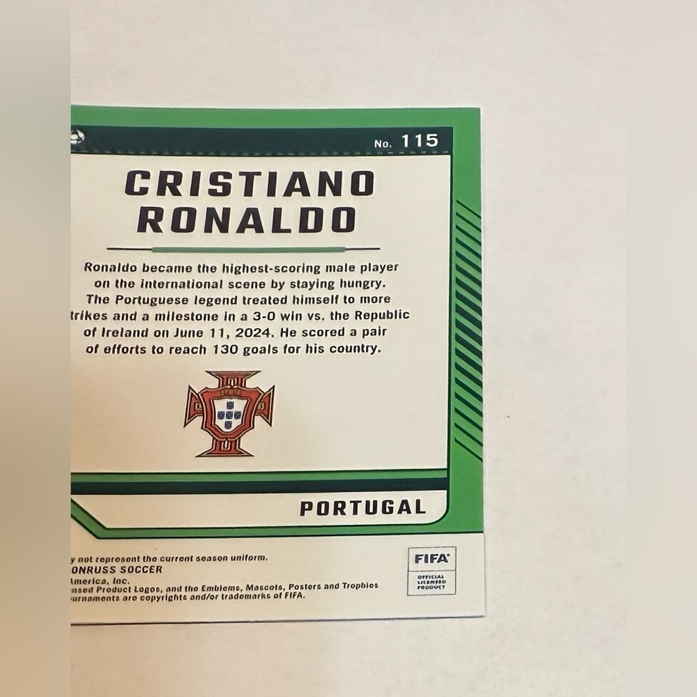 Cristiano Ronaldo 2024/25 Panini- Donruss Soccer FIFA Red and Green Design# 115 - Picture 8 of 8